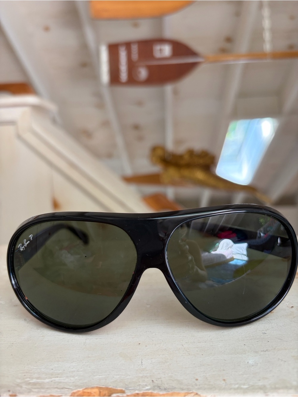 Ray-Ban Black Frame Sunglasses with Dark Green Lenses - Picture 2 of 8